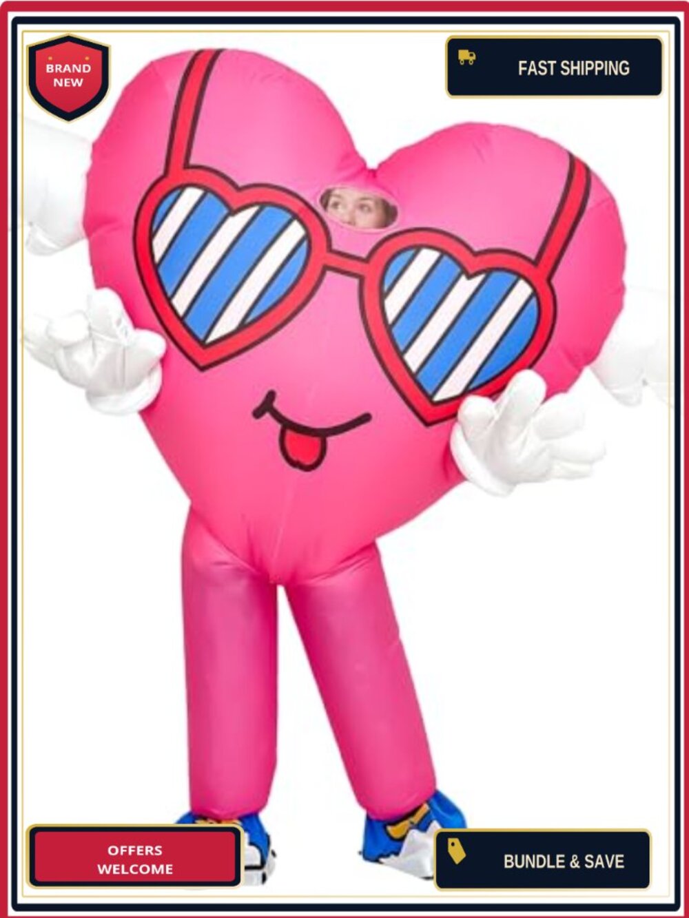 MXoSUM Inflatable Heart Costume Adult Blow Up Love Mascot Suit for Valentine's